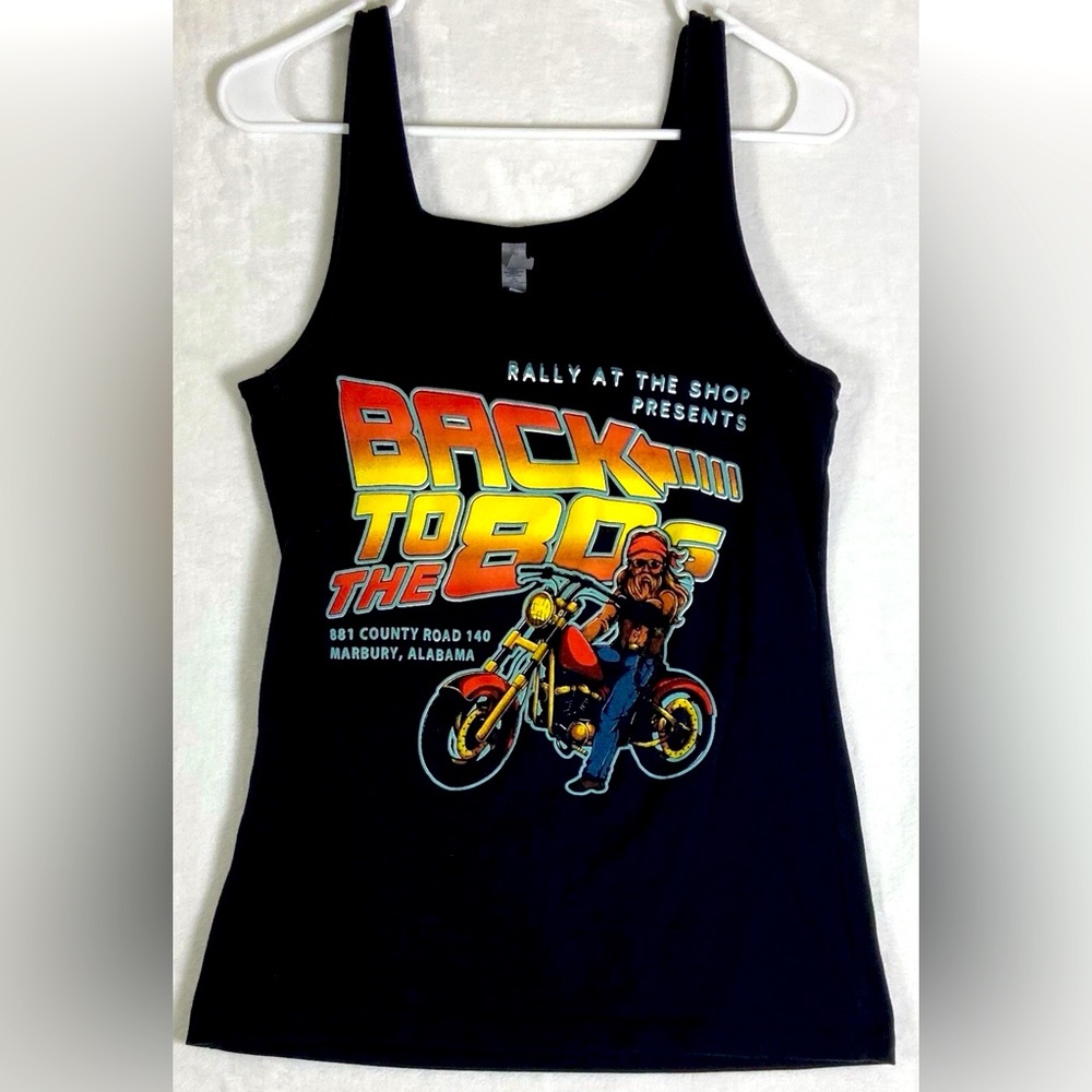 Vintage Rally At The Shop Back To The 80s Motorcycle Sz XL Tank Top Alabama
